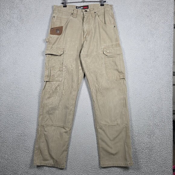 Wrangler Cargo Pants Mens 30x32 Beige Riggs Workwear Heavyweight Ripstop Carpent - Picture 1 of 10